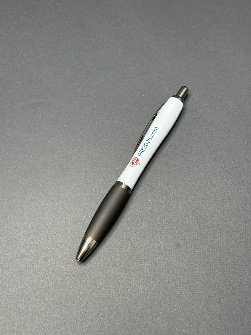 White Satin Ballpoint Pen w/ Grip