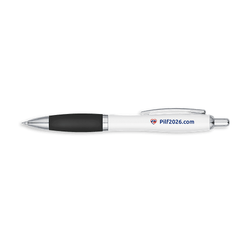 White Satin Ballpoint Pen w/ Grip